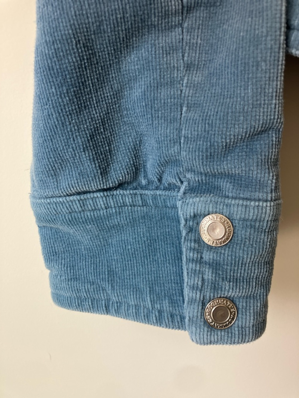 ROOMMATES California Vintage Light Blue Corduroy Zip-Front Fitted Jacket Size M - Picture 6 of 12